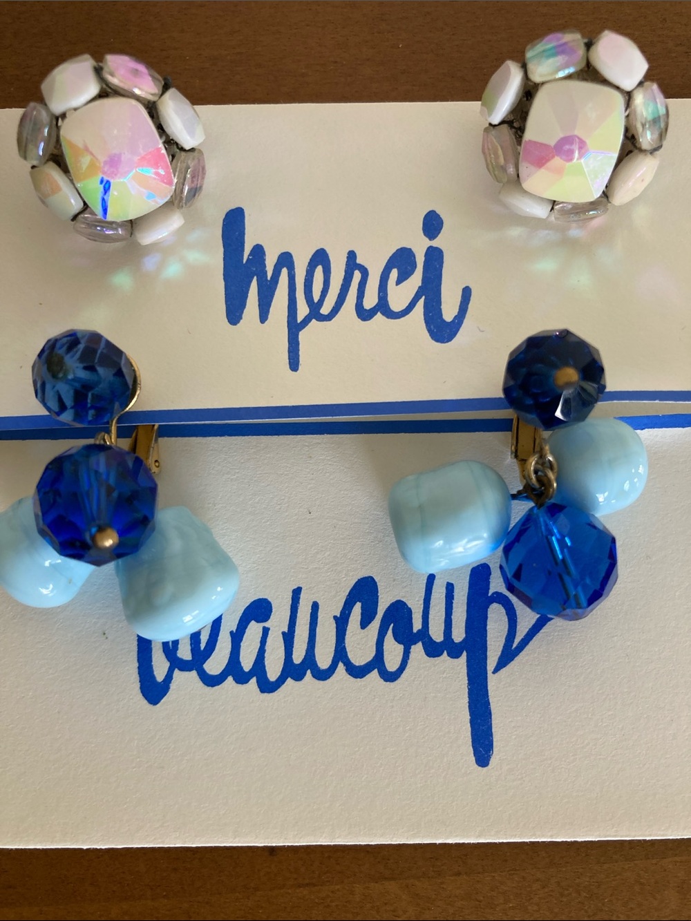 Vintage 1950s Beaded Vogue Earrings - 2 pairs